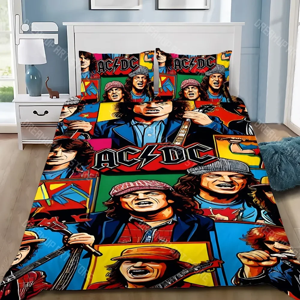 Duvet Cover Pillowcase Bedding Set Rock Band AC DC Adult Boy Girl Bedroom Decoration Children Gift Single Double Large Size