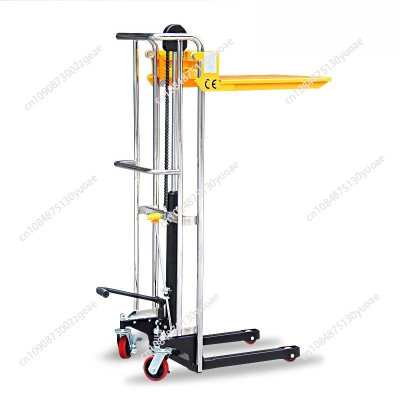 

PS0485 Manual Hydraulic Stacker Lift Auxiliary Cart Hand Push Forklift Light Luggage Truck Multifunction Platform Moving Tools