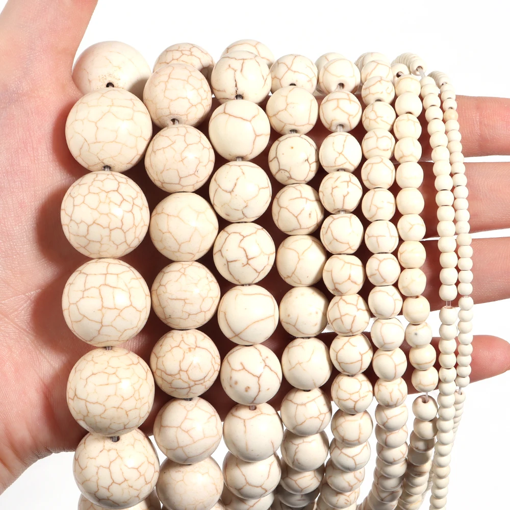3-20mm White Howlite Turquoises Beads Natural Stone Beads for Jewelry Making DIY Bracelet Necklace Round Loose Beads Accessories