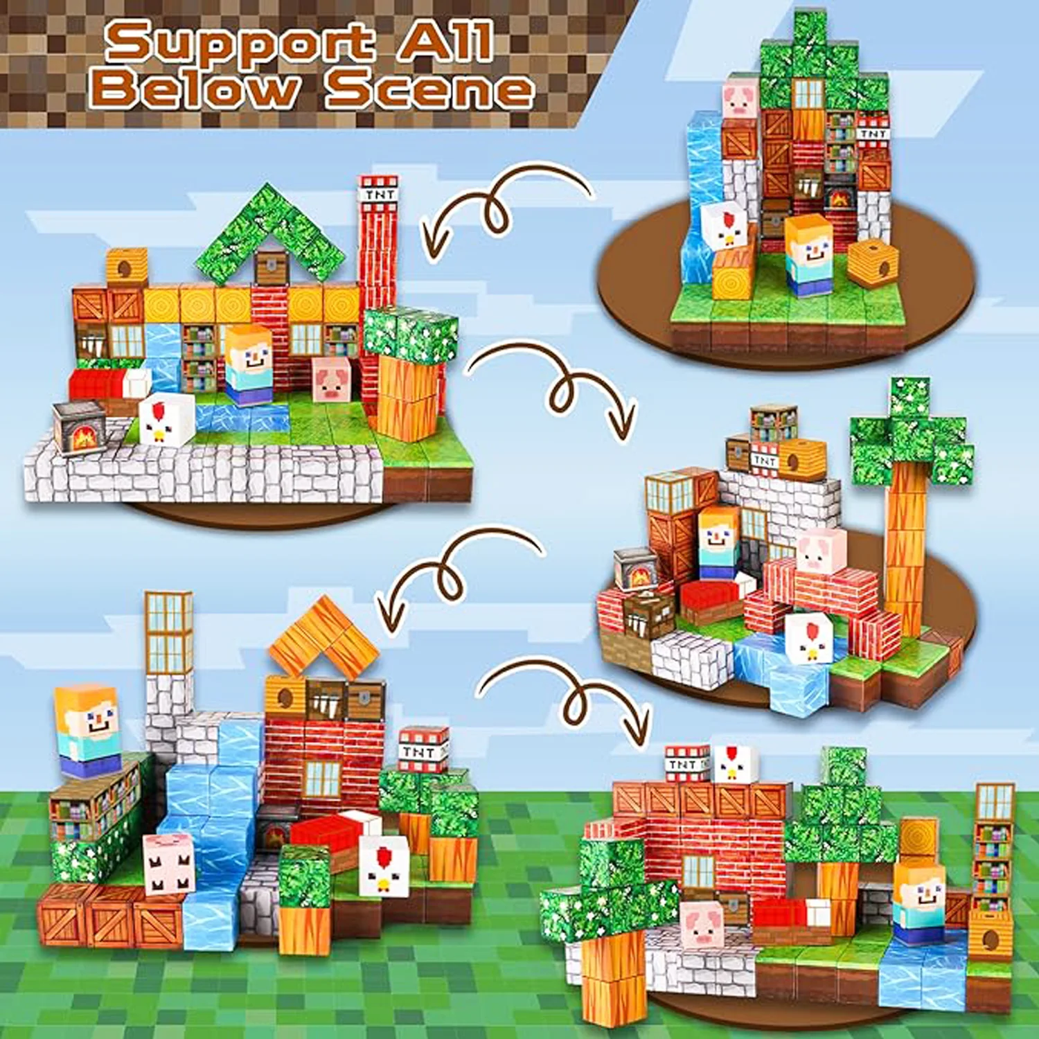 Bloco de construção magnético brinquedo diy conjunto de construção do mundo haste sensorial montessori empilhados cubo presente de natal para meninos e meninas