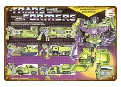 1985 childhood toy DEVASTATOR CONSTRUCTICONS metal tin sign