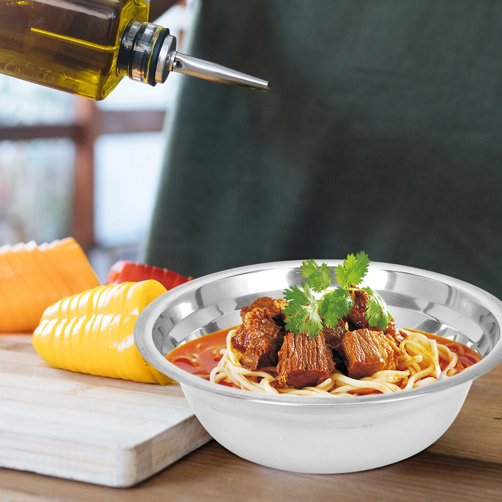 

4pcs Stainless Steel Soup Basin Household Bowl for Mixing Dough Food Storage Egg Washing Vegetables Microwave Use Home