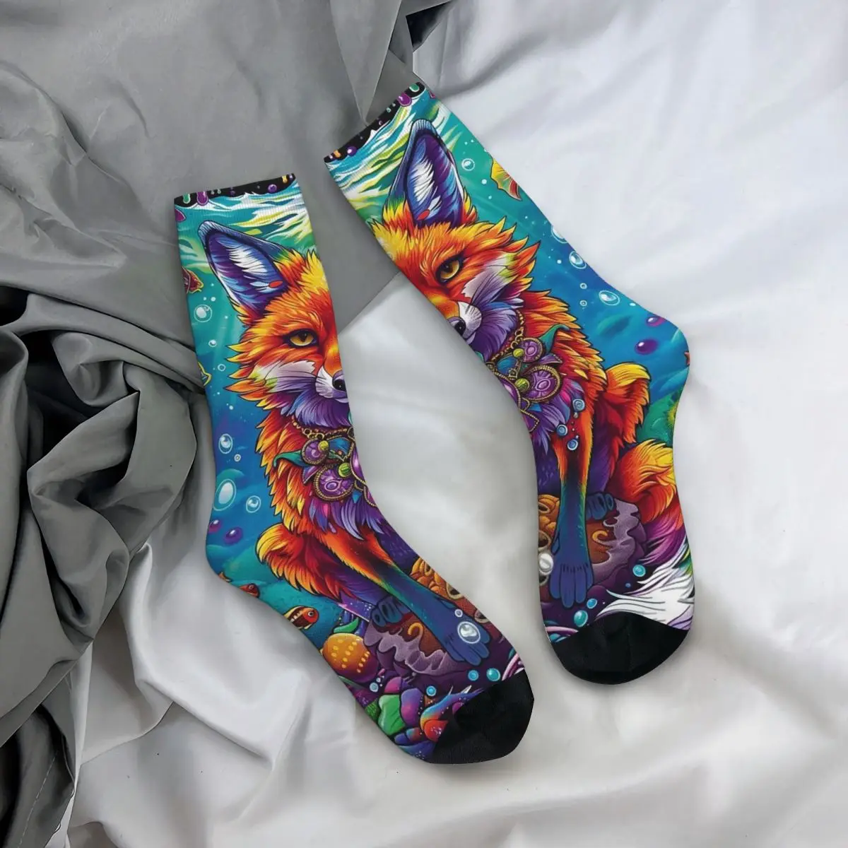 

All Seasons Crew Stockings Mysterious Fox Print Socks Casual Long Socks Accessories for Men Women Gifts