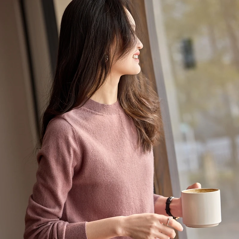 

O-Neck Thick Soft 100% Cashmere Sweater For Winter Pullover Women Long Sleeve Knitwear Basic Elegant Warm Clothing Tops
