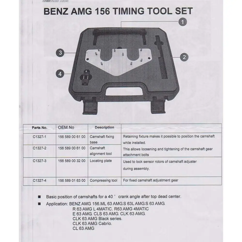

4Pcs Car Engine Camshaft Timing Locking Setting Hand Tool Kit Repair Accessories For Mercedes Benz AMG156 6.2L V8. M156 M159