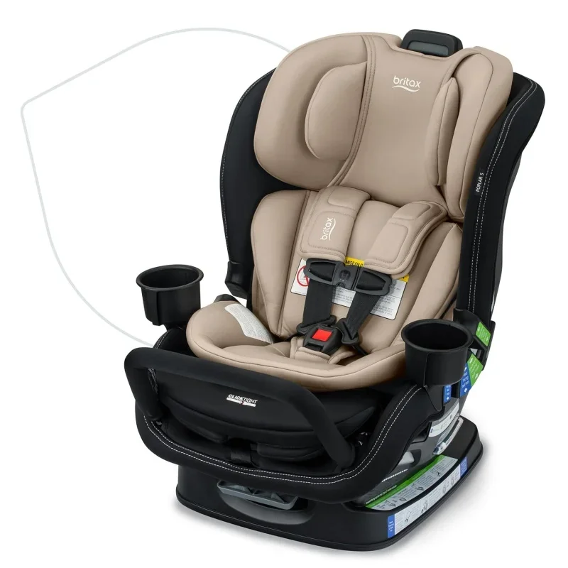 Poplar S Convertible Car Seat, 2-in-1 Car Seat with Slim 17-Inch Design, ClickTight Technology, Sand Onyx