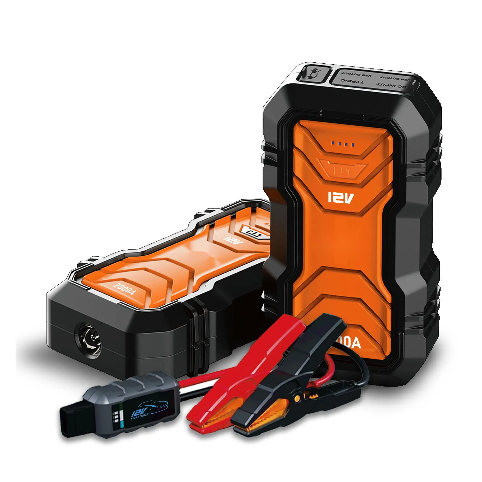 High Discharge 2000A Car Jump Starter with air Compressor Fit Extreme Temperatures Car Battery Starters  Battery Booster