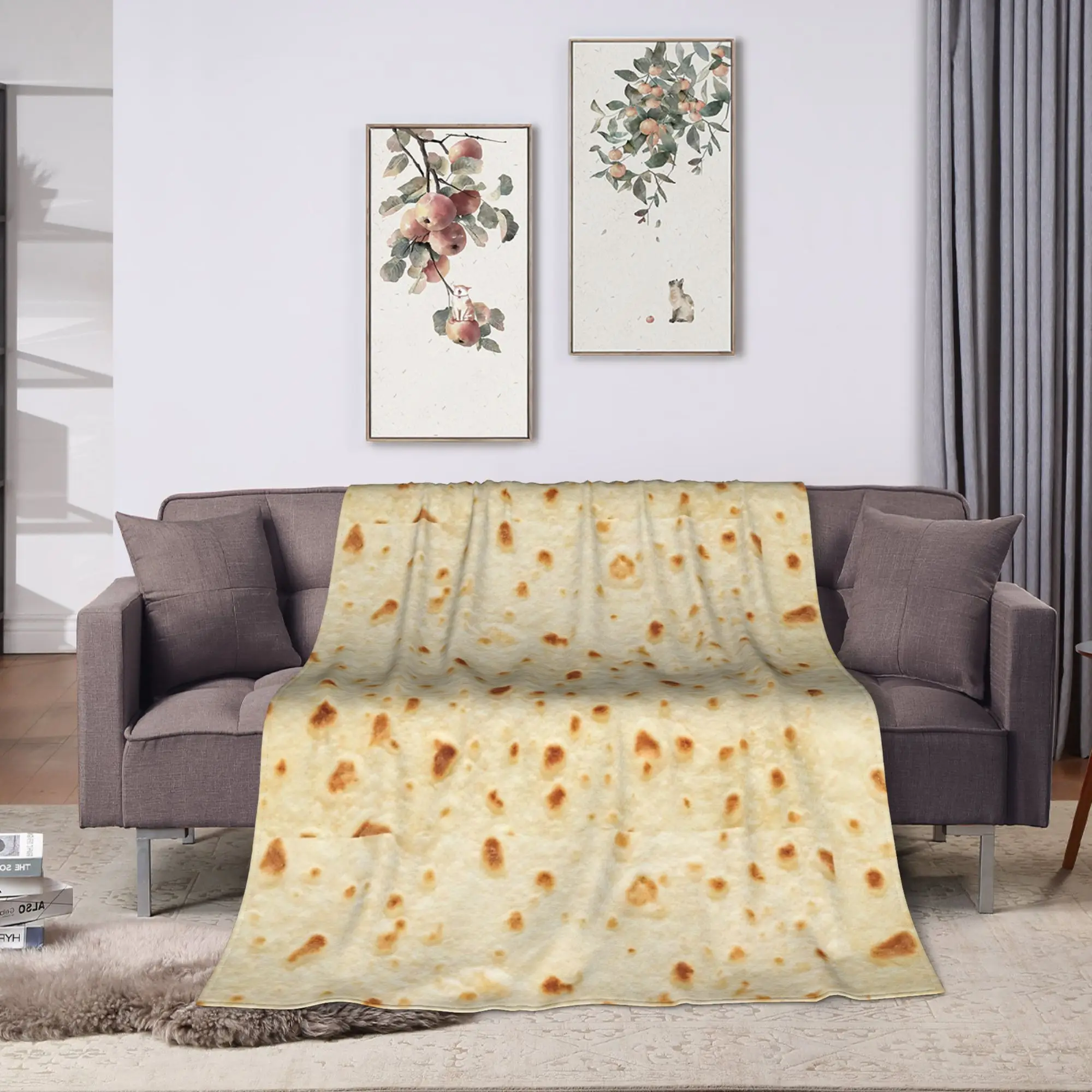 Warm Soft Blanket Airplane Travel Burrito Tortilla Wrap Throw Blanket  Flannel Bedspread For Bedroom Street Trend Sofa Bed Cover