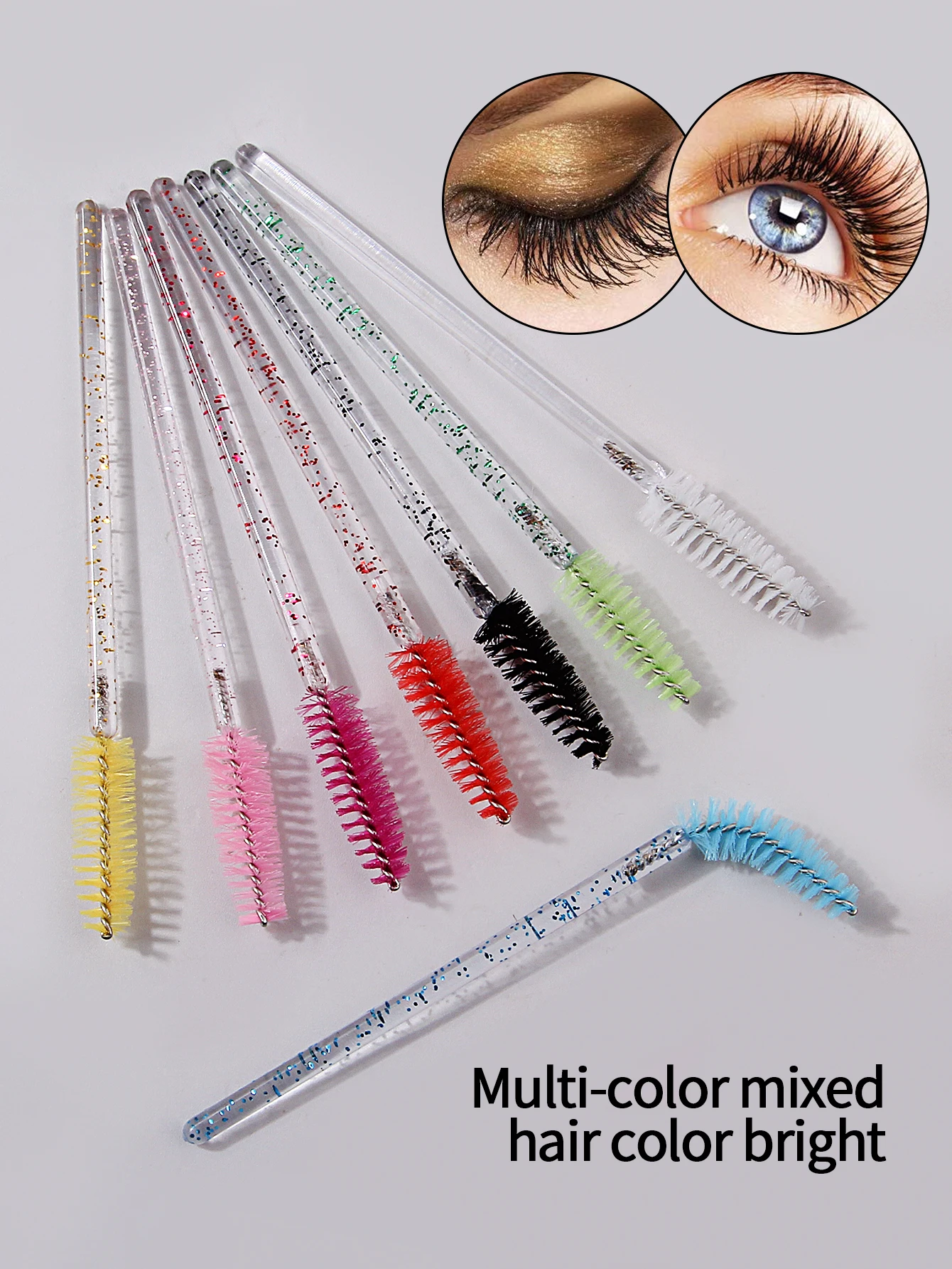 Pinceau à mascara de couleur 50 pièces, pinceau de maquillage professionnel pour les yeux, pinceau à mascara, outil de maquillage multifonctionnel facile à nettoyer, réutilisable