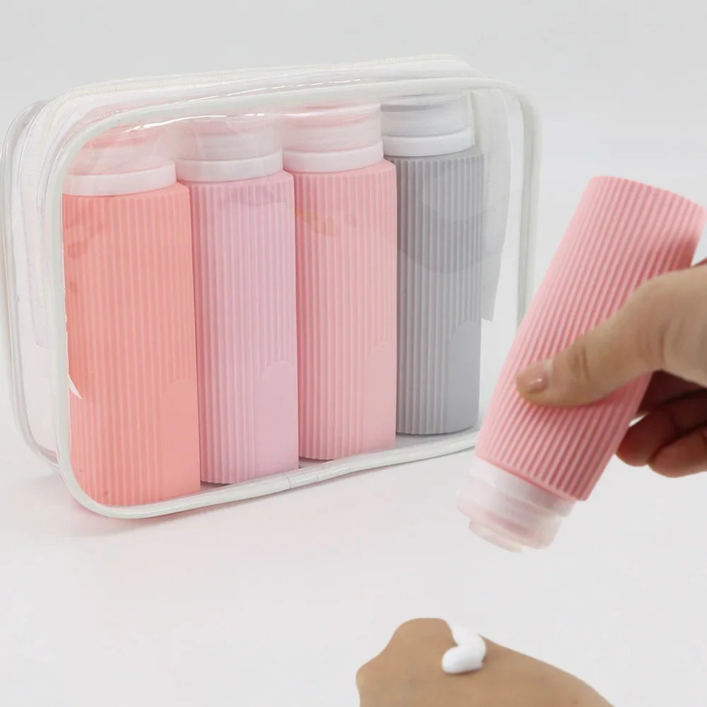

4pcs 100ML Silicone Travel Bottles Accessories Portable BPA Leak Proof Squeezable Size Containers Travel Essentials Sets