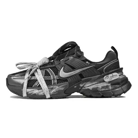 【맞춤형】나이키 V2K 런 런닝 슈즈 유니섹스 로우탑 실버 스니커즈 슈즈 FD0736-001