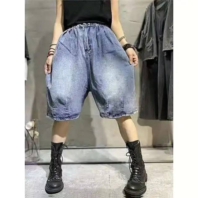 

Washed Denim High Waist Wide Leg Pants Women's Loose Slimming Versatile Harlan Summer New Arrival Jeans Casual High Waist
