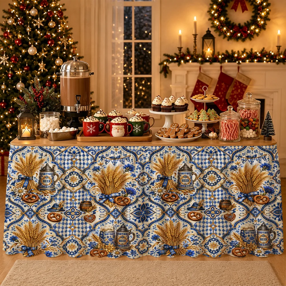 Stone and wheat mesh wheat harvesting interlocking medal beer festival tablecloth, Bavarian party decoration