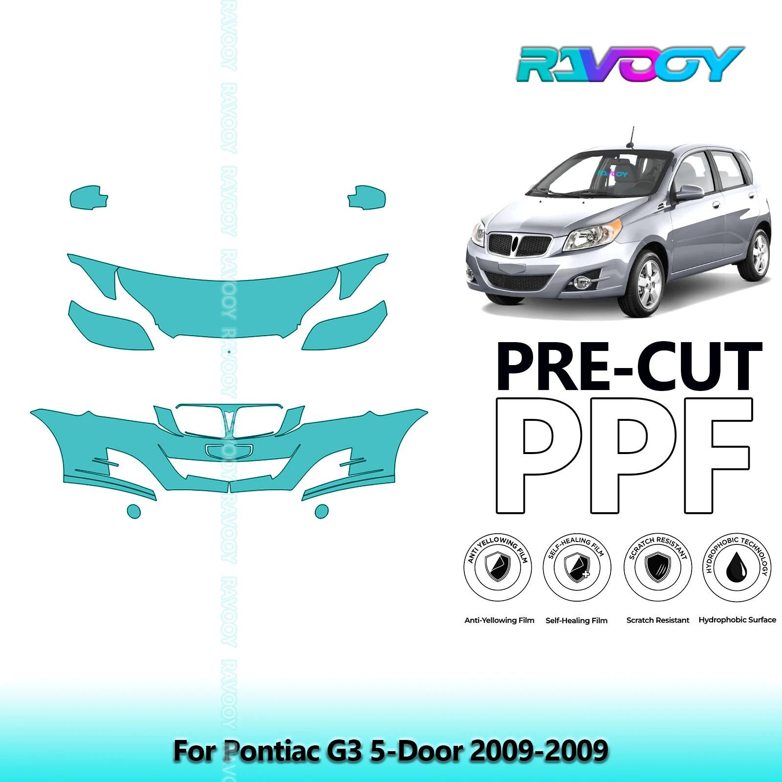 

Car Front Kit Clear Bra Precut PPF Paint Protection Film For Pontiac G3 5-Door 2009-2009