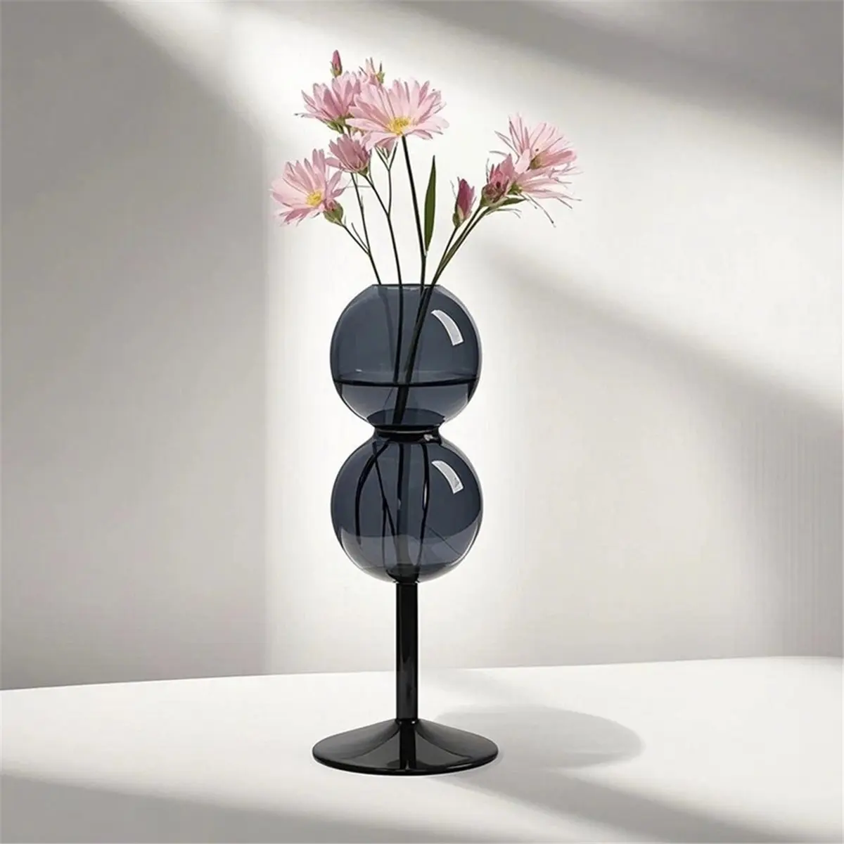 【STABLE QUALITY】Ball Flower Vase High Footed Glass Hydroponic Planter Modern Wedding Centerpiece for Room Cafe Table Home Decor