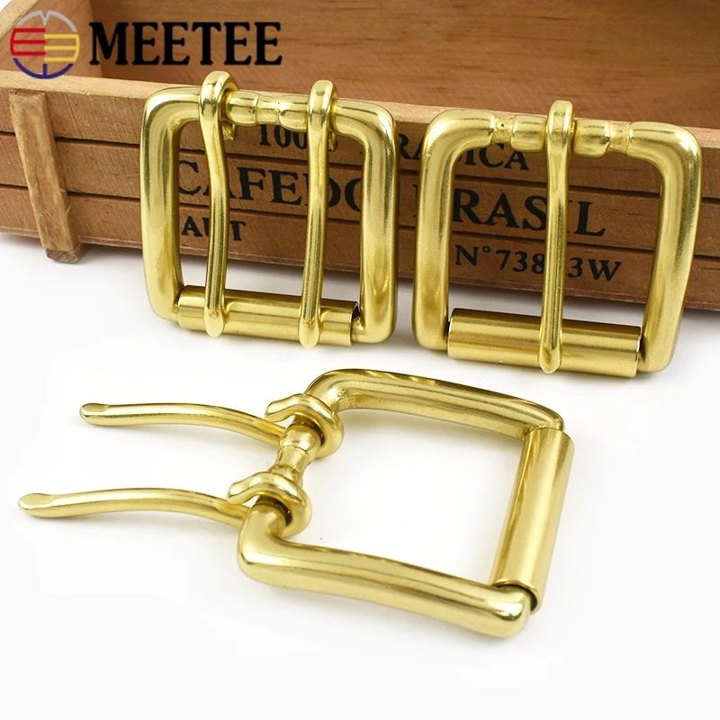 1Pc 40mm Solid Brass Men Belt Buckle Single/Double Needle Pin Buckles for Belts DIY Jeans Waistband Adjuster Clasps Accessores