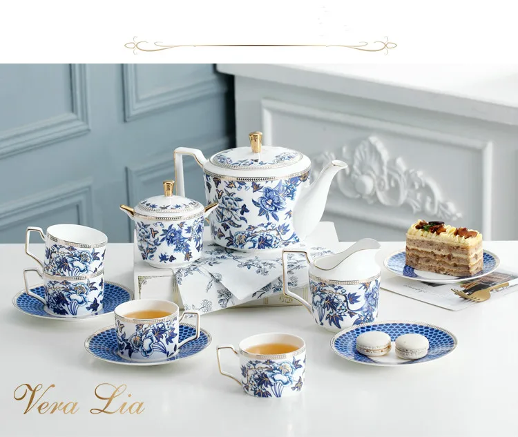 11 Piece Bone China European Coffee Cup Set High-end Luxury Elegant Home Ceramic English Afternoon Tea Black Tea Tea Set