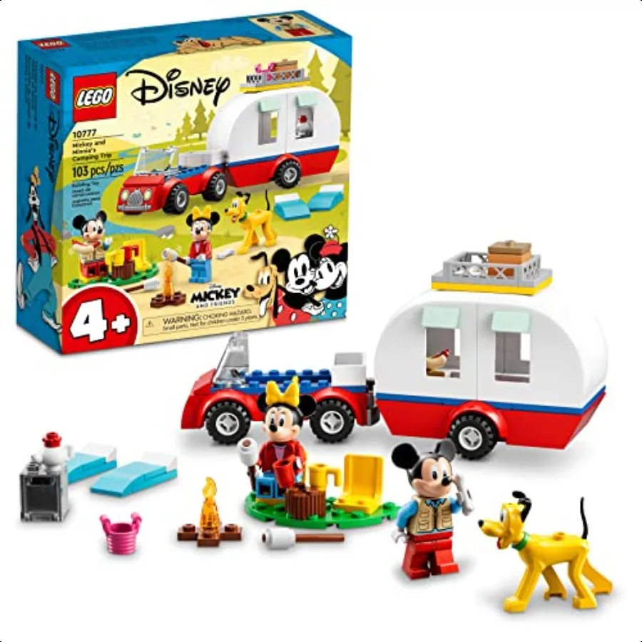 Ratón y Minnie Mouse's Camping Trip 10777 Juguete de construcción con Camper Van Car Plutón Figura para 4 años más