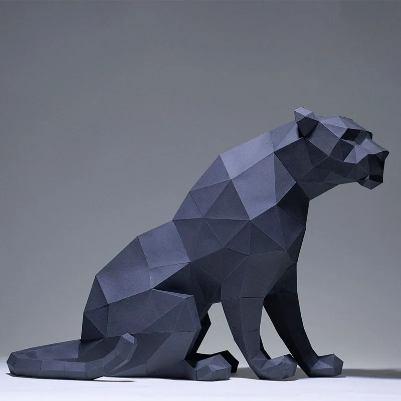 Black Panther Paper Model Home Room Ornaments DIY Origami 3D Geometric Papercraft Hallway Decor Sculpture Props Handmade Puzzles