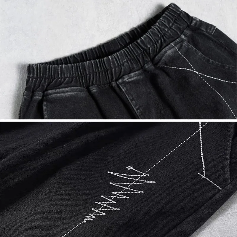 Women New Winter Elastic High Waist Harem Vaqueros Bleached Embroidery Fleece Denim Pants Plus Velvet Baggy Vintage Warm Jeans