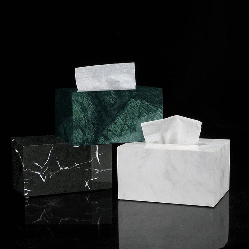 Natural Marble Napkin Tissue Box Holder Luxury Toilet Paper Holder Bathroom Accessories Sets