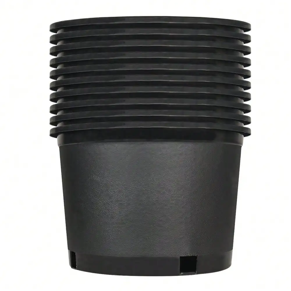 

Outdoor Flower Pot Short Garden Plastic Flower Pots, Seedling Pots, Plant Planting Pots -10 2-Gallon Circular Black Flower Pot