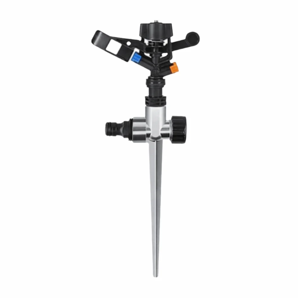 Adjustable Spike Sprinkler Double Outlet 360 Degree Rotation Lawn Sprinkler Wear Resistant Easy To Install Ground Sprinkler