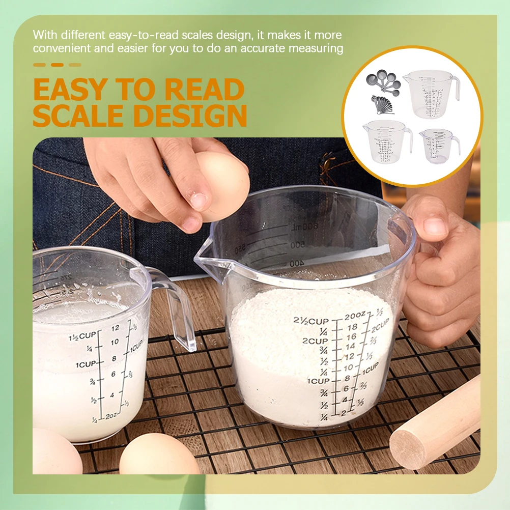 

20 Pcs Measuring Cup Set Spoon with Scale Cups Kitchen Plastic Spoons Measurement Baking