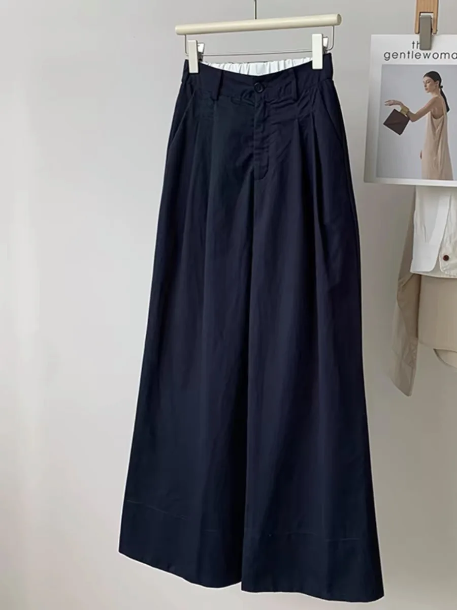 فضفاض واسعة الساق القطن عارضة السراويل النسائية الصيف الكورية Sle عالية الخصر الأزرق Waed عارضة السراويل تنوعا زائد الحجم