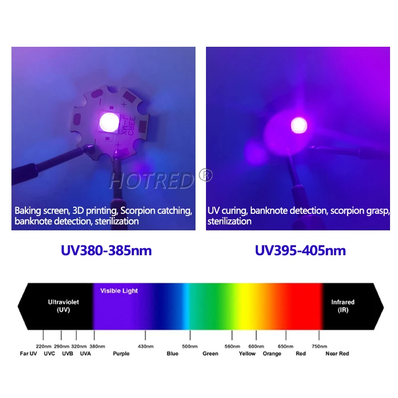 Uv-LEDライト付きガラス,10w,12w,lg6565,垂直,パープル,クォーツ,365nm,370nm,395nm,400nm,405nm