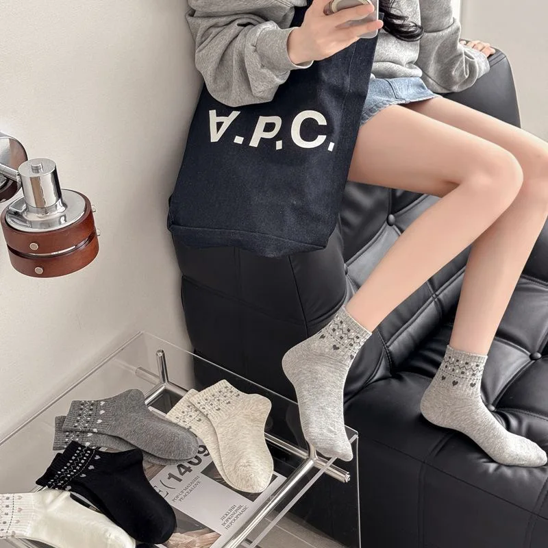 

Ladies Socks Casual Socks for Women Love Printing Short Stockings Low Tube Bag Ankle Stockings Casual Solid Color Breathable