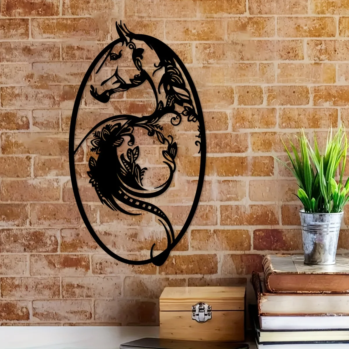 

Creative Horse Iron Indoor Outdoor Crafts, Indoor Decoration, Great For Living Room Bedroom, Wall Decoration, 11.81*6.59inch