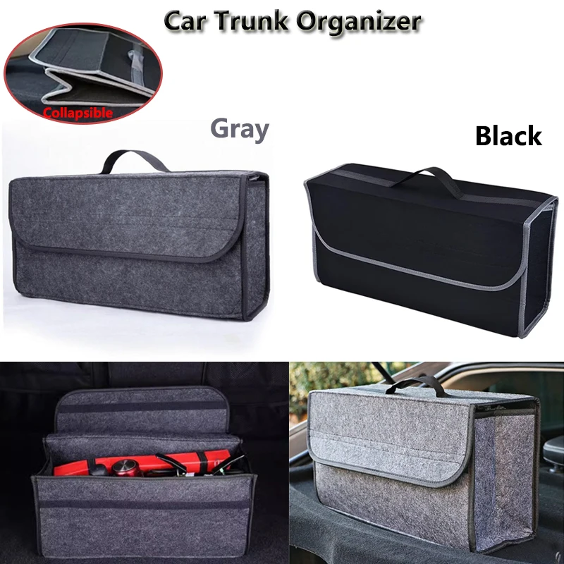 New Car Trunk Organizer Car Collapsible Soft Felt Storage Box Cargo Container Box Trunk Bag Stowing Tidying Holder Multi-Pocket