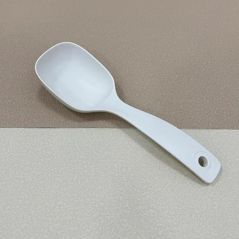 Long Handle Soup Ladle Drop Resistant Practical Large White Stirring Spoon for Restaurant Chef Cooking Use