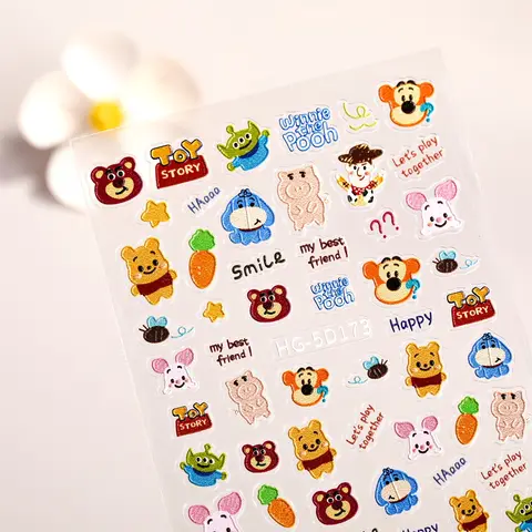 DISNEY Winnie the Pooh & Strawberry Bear Nail Stickers Suitable for Pooh, Strawberry Bear Decals with Iconic Characters