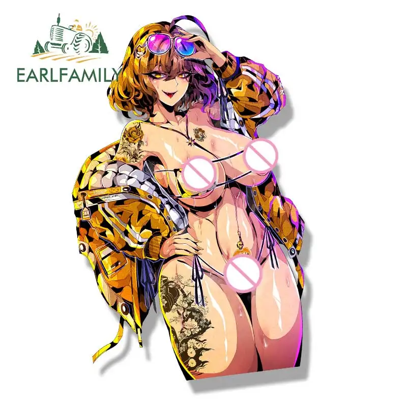 EARLFAMILY Bikini Anis Peek Fanart Car Sticker Sparkling Summer Sketch Waifu Decal Cartoon Gyaru Tattoo Girl Graffiti Stickers