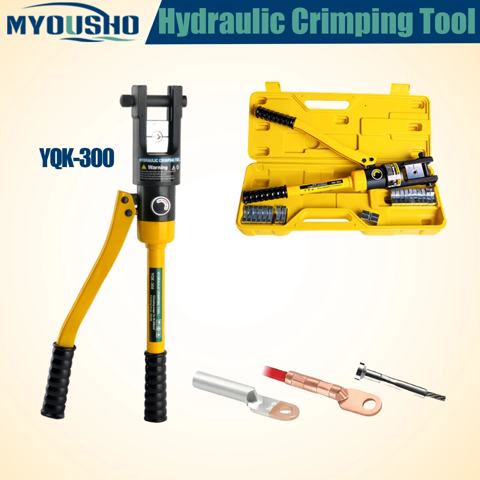 

16 ton hydraulic wire battery cable lug terminal crimping machine crimping tool with 11 molds YQK-300 Crimping Range 10-300mm²