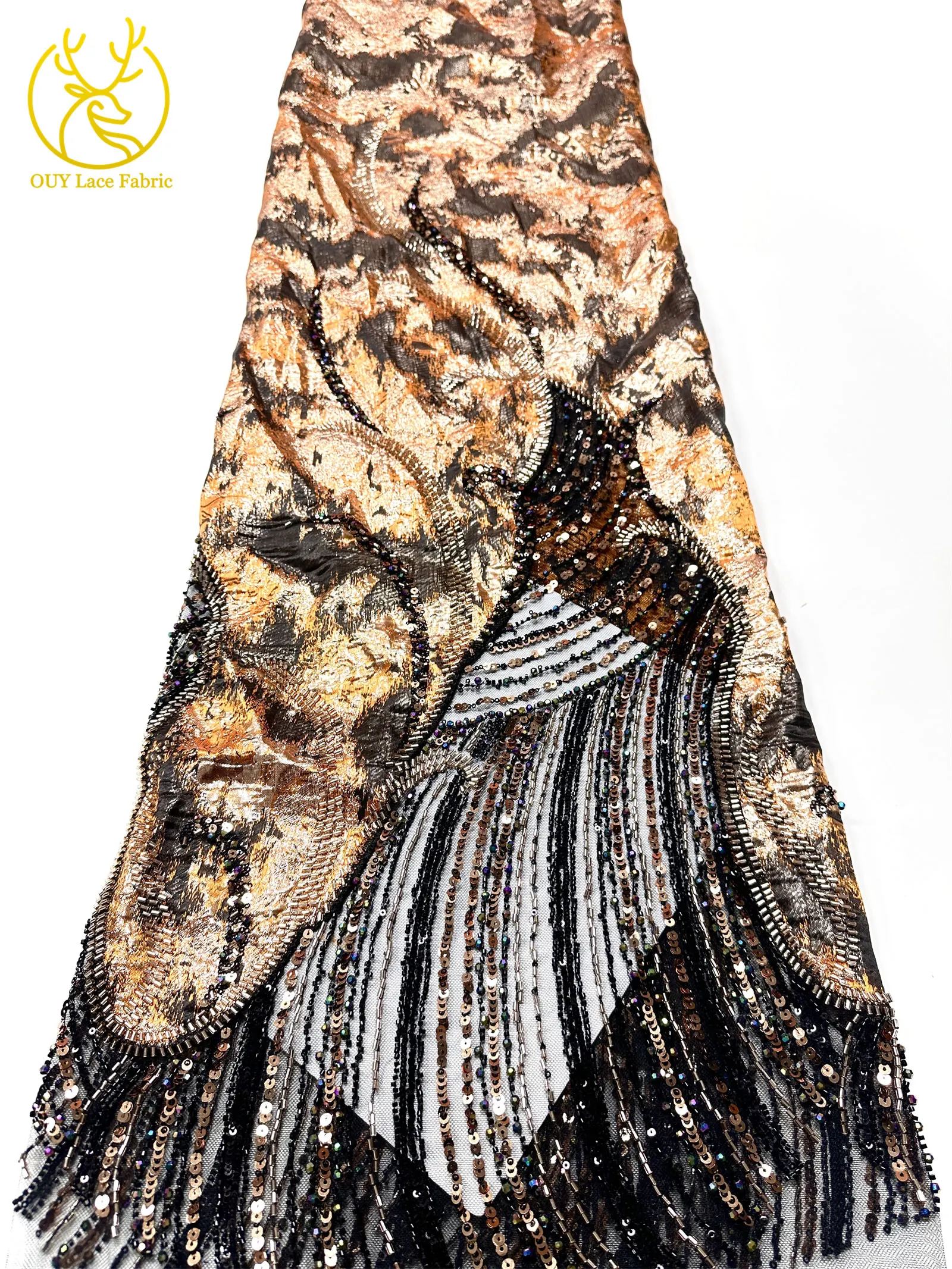 Lila luxuriöser afrikanischer schwere Perlen-Chiffon-Spitzenstoff 2026 Hochwertiger nigerianischer Pailletten-Spitzenstoff für Abendkleider 5 Yards – Detail 28