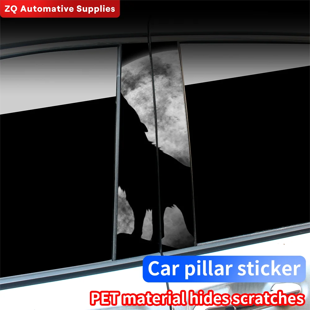 

Wolf and Moon Car Stickers Auto B-Pillar Waterproof Decoration Cover Scratches DIY Car Doors Pillar Sunscreen Animal Vinyl Decal