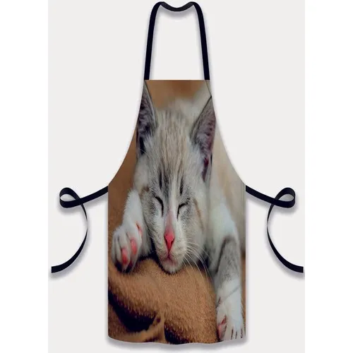 Else Carpet Else Cute Sleeping Cat Patterned Fabric Chef Dish Kitchen Apron and Towel