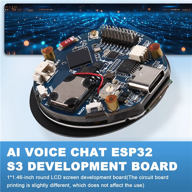 لوحة تطوير LCD مستديرة من Xiaozhi Deepseek AI Chat مقاس 1.46 بوصة ESP32 S3، ميزات صوت SD/MP3، LVGL، منفذ البطارية - الإصدار B