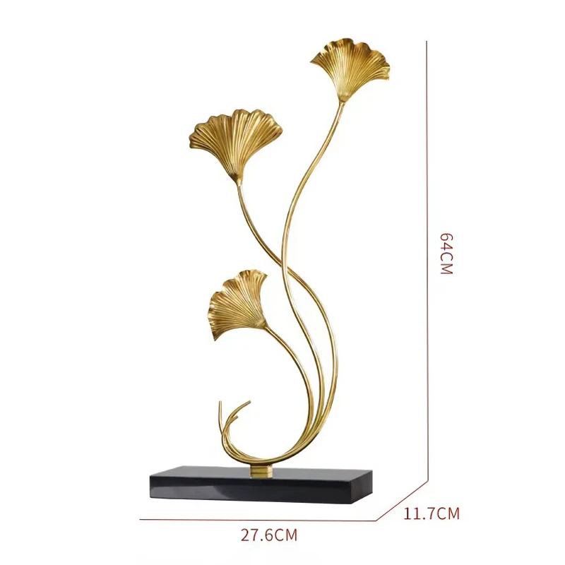 Pure copper ginkgo biloba creative ornament living room TV cabinet coffee table entrance wine cabinet decoration