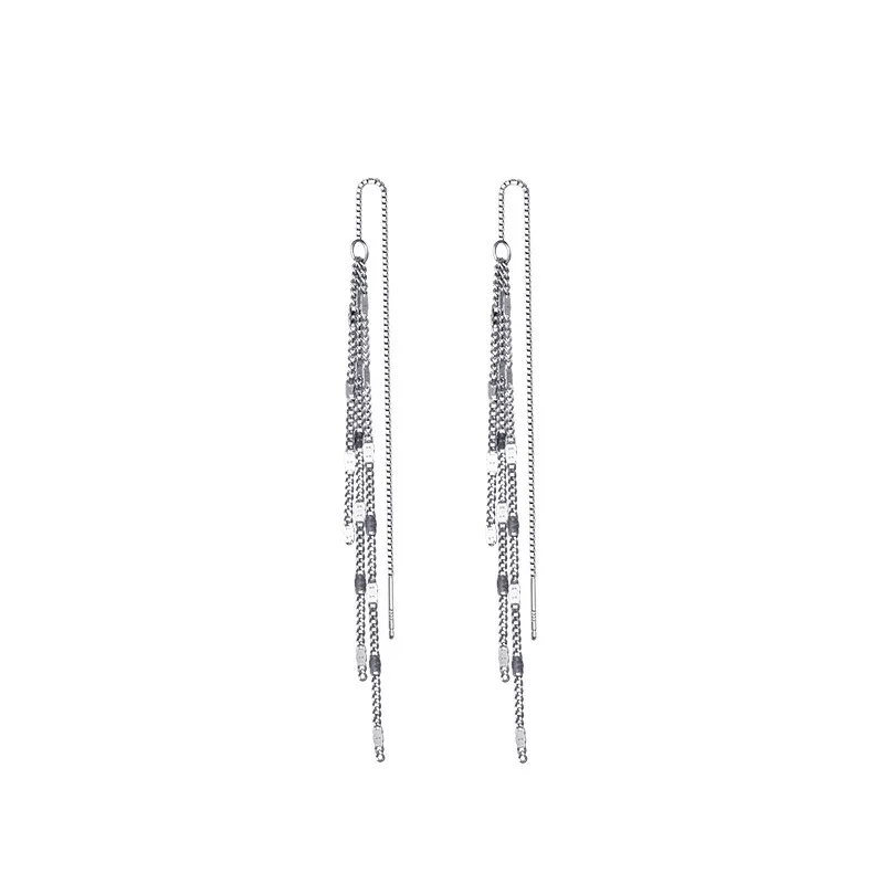 925 Silver Plated Tassel Long Chain Drop Earring For Women Girls Party Wedding Jewelry Gifts eh2167