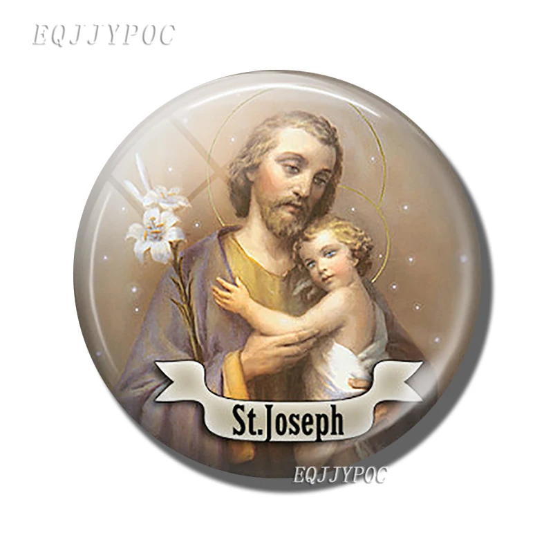 

St Joseph Fridge Magnet Home Decor Home Decor Note Holder Glass Dome Decoration Kitchen Fridge Stickers Religious Souvenirs Gift