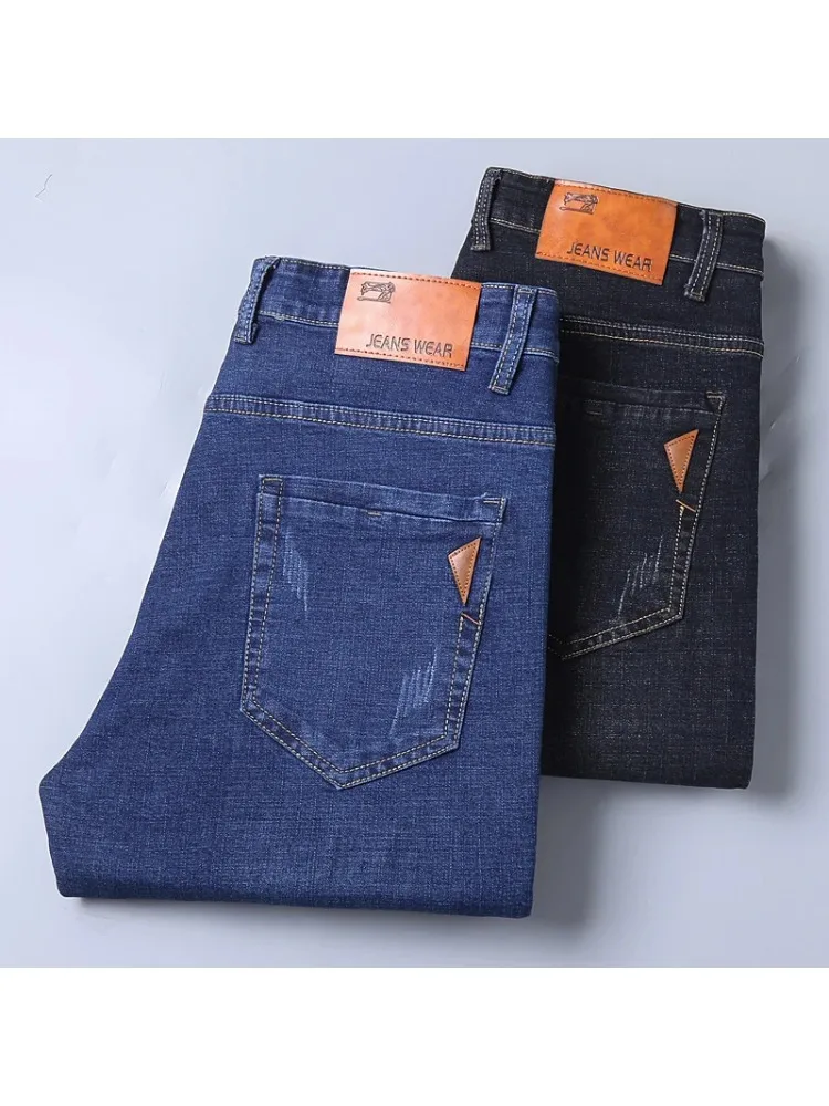 Mannen Mode Rechte Jeans Mannen 2023 Nieuwe Stretch Slim Fit Broek Comfortabele Zachte Zakelijke Denim Broek Mannelijke Merk Kleding - afbeelding 2