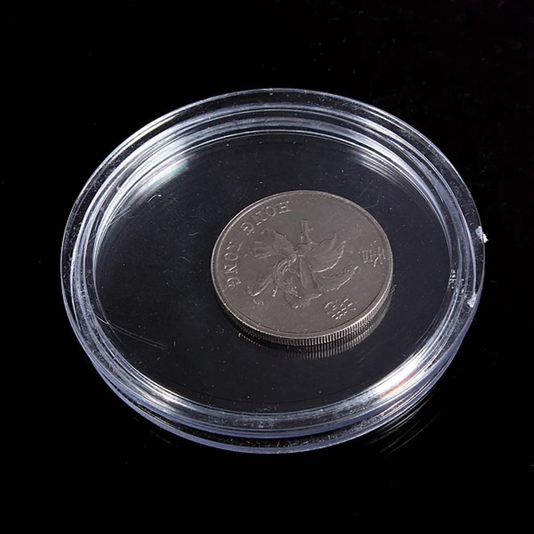 ABUL-20 Pcs Small Round Transparent Plastic Coin Capsules Box 26Mm