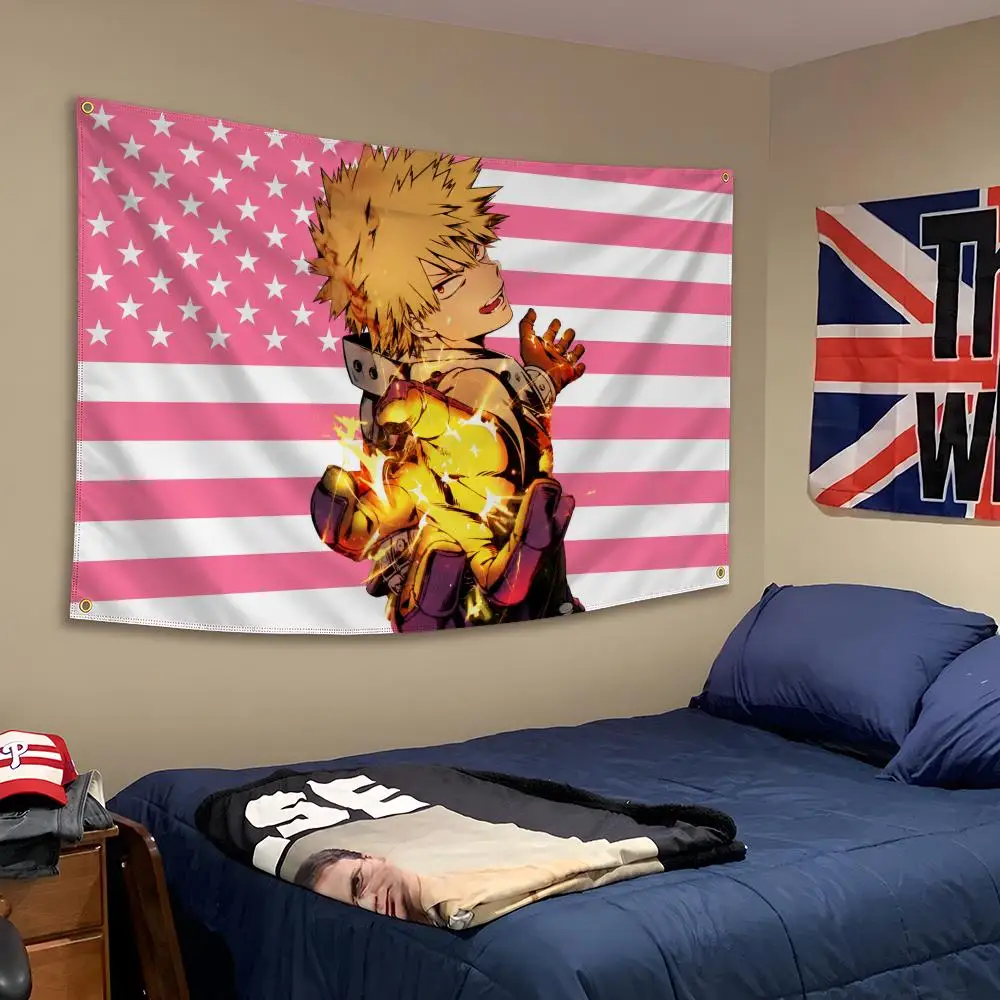 Anime Katsuki Bakugo MHA Dynamight UA Flags Banner Wall Hanging Decor Personality For Party Bedroom Outdoor Hogar Bedside