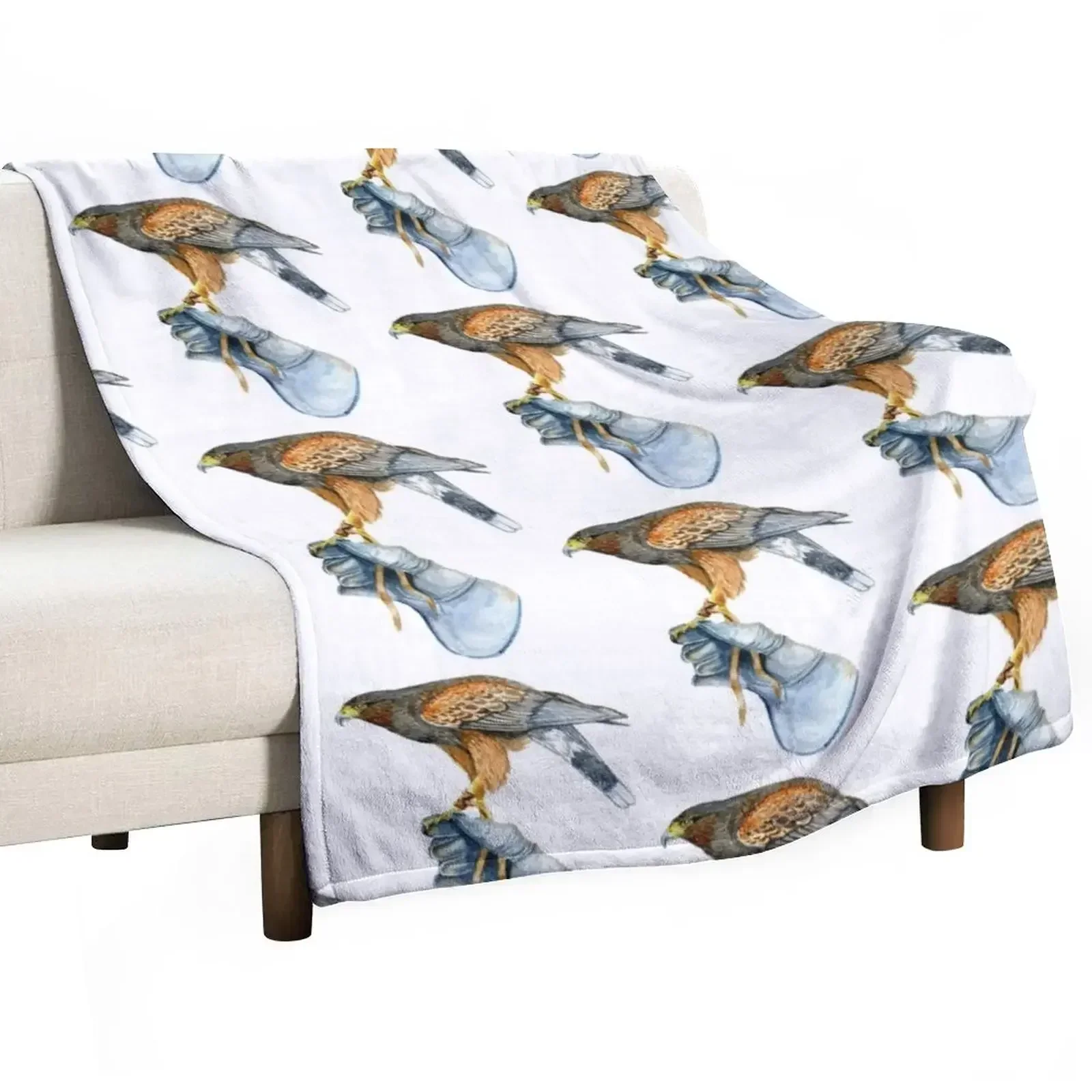 Harris hawk on glove No 2 Throw Blanket Sofa decorative Flannel Fabric manga Tourist warm for winter Blankets