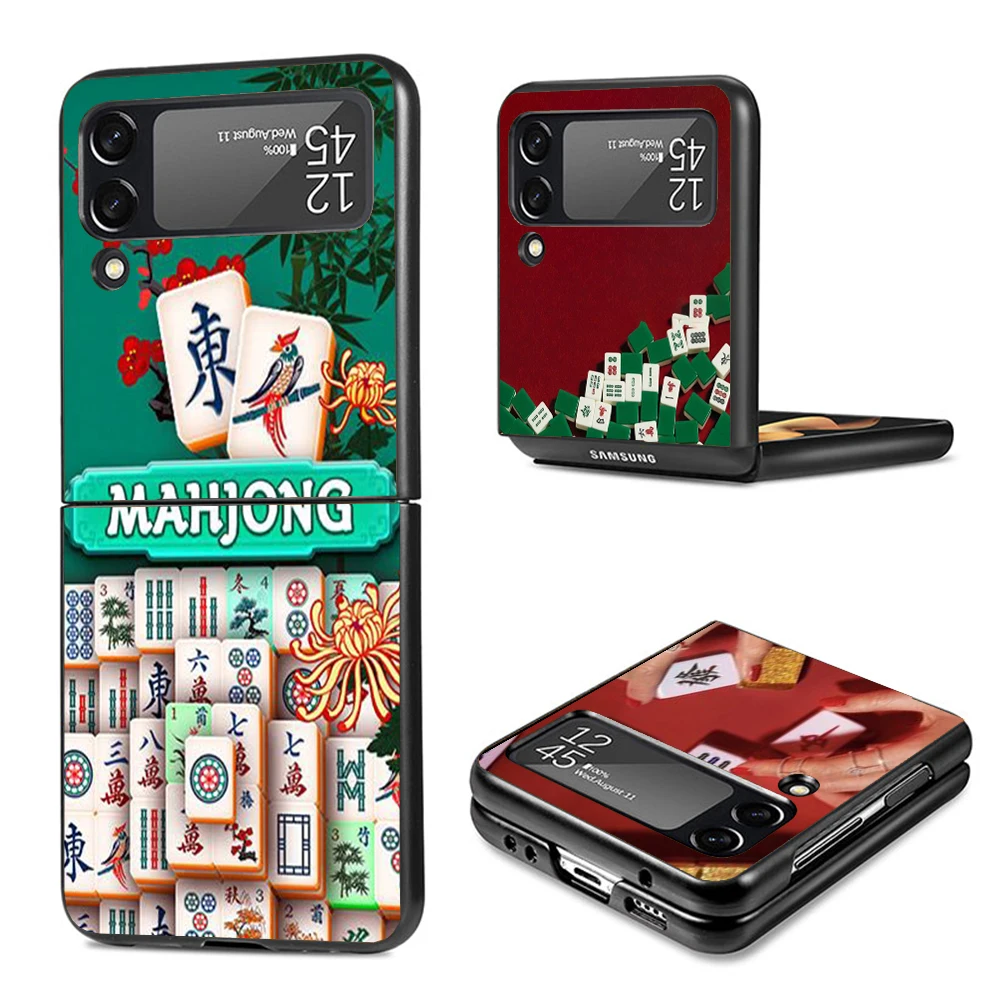 Creative Mahjong Phone Case For Samsung Galaxy Z Flip3 Flip4 Flip5 Flip6 PC Shell For Z Flip 3 4 5 6 Hard Folding Art Cover