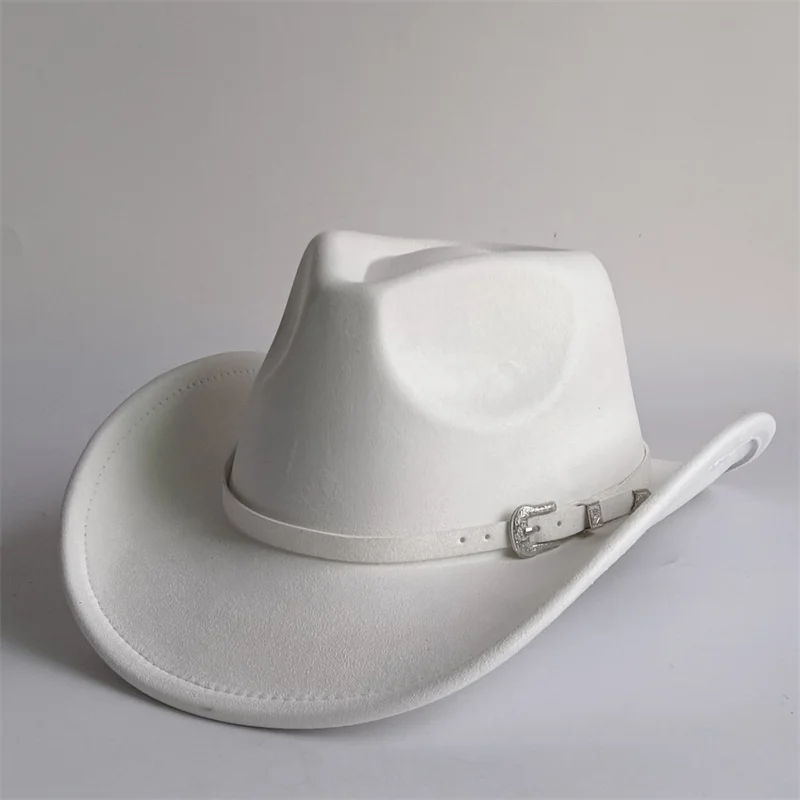 Men's Cowboy Hat Suede Hat 7.5CM Western Cowboy Fabric Women's Soft Felt Hat Men's Church Jazz Hat Fashion Travel Party Hat